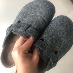 Birkenstock Boston in Grey Wool Felt